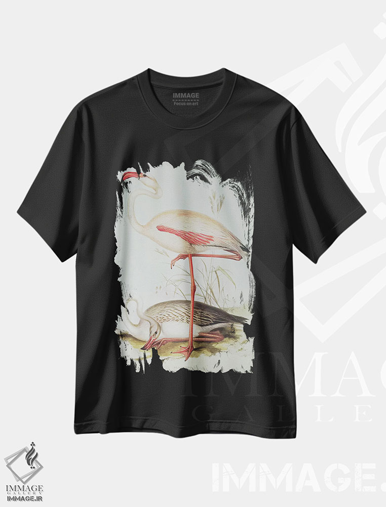 تیشرت طرح دار فلامینگو، هنر فاخر کلاسیک اثر ادوارد لیر | فروشگاه ایماژ