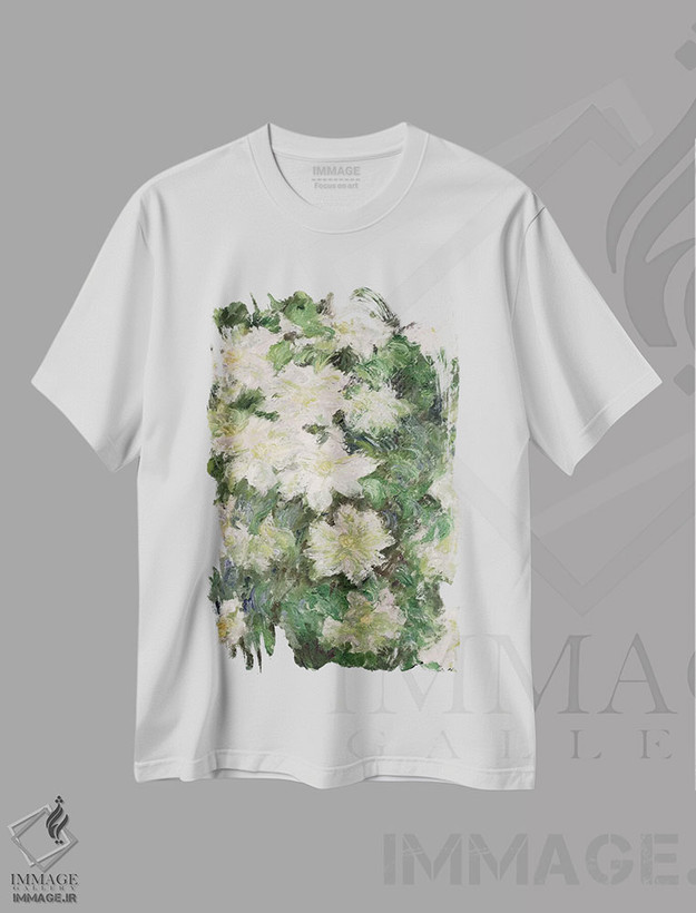 تیشرت طرح دار کلماتیس سفید، ۱۸۸۷، هنر فاخر کلاسیک اثر کلود مونه | فروشگاه ایماژ