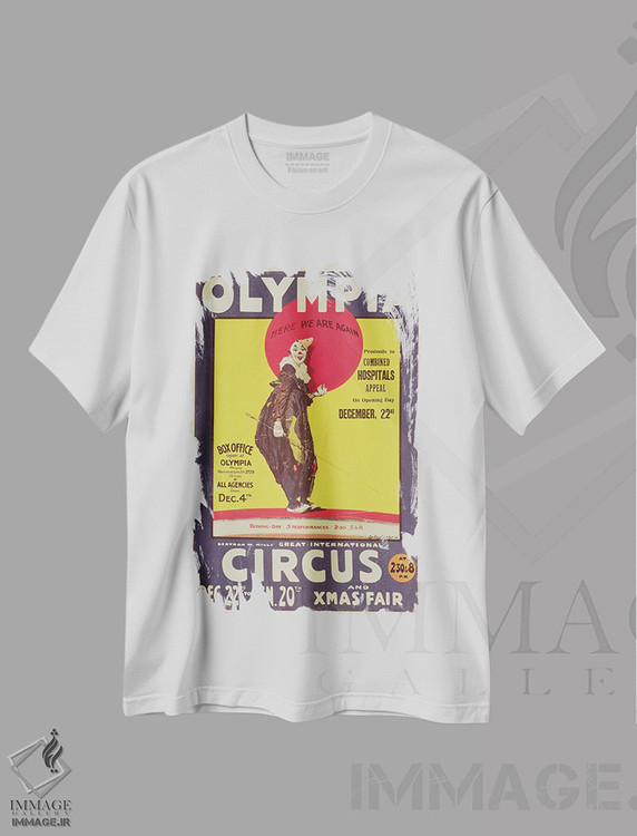 تیشرت طرح دار پوستر سیرک برترام میلز، ۱۹۲۲، وینتیج و رترو اثر دادلی هاردی | فروشگاه ایماژ