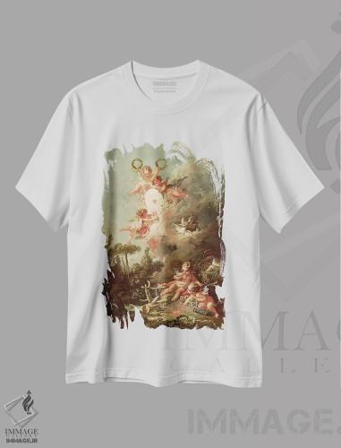 تیشرت طرح دار هدف کیوپید، از "عشق های خدایان"، ۱۷۵۸، هنر فاخر کلاسیک اثر فرانسوا بوشه | فروشگاه ایماژ