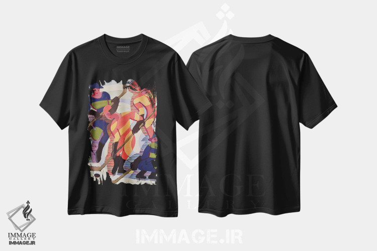 تیشرت طرح دار بازیکنان هاکی، ۱۹۳۴، هنر فاخر کلاسیک اثر ارنست لودویگ کیرشنر | فروشگاه ایماژ