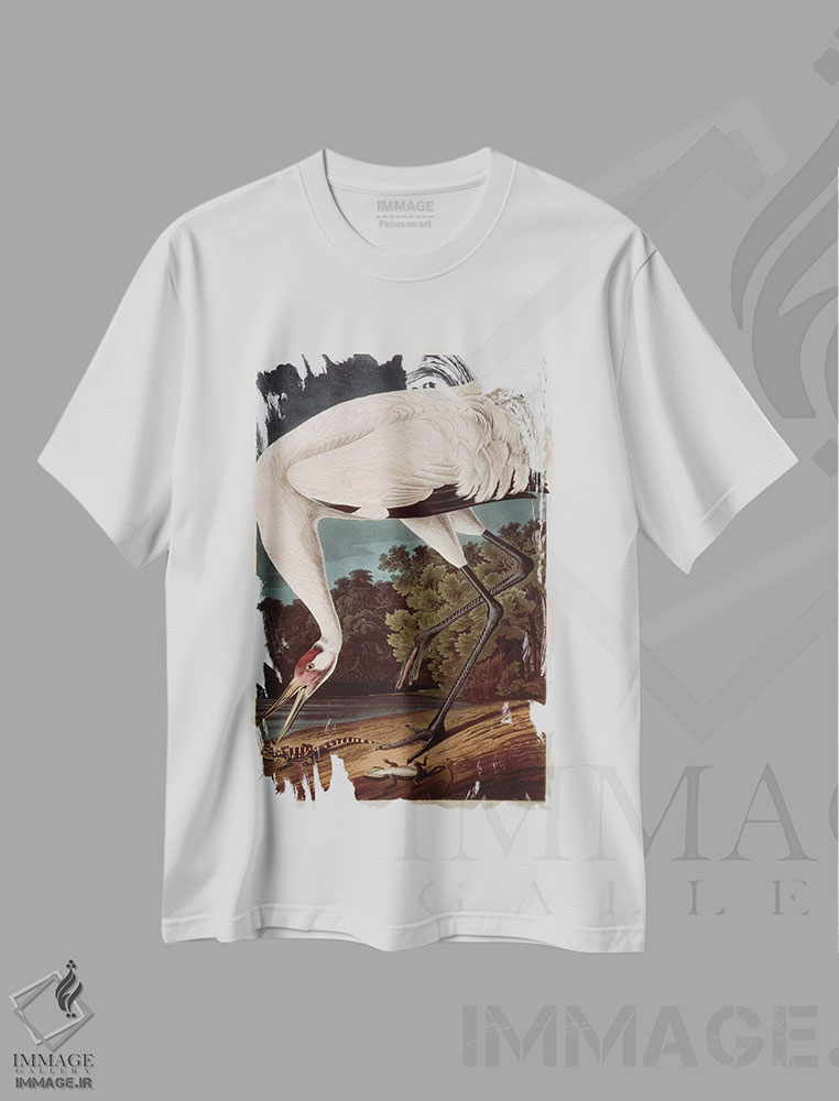 تیشرت طرح دار درنای فریادزن، هنر فاخر کلاسیک اثر جان جیمز آدوبون | immage.ir