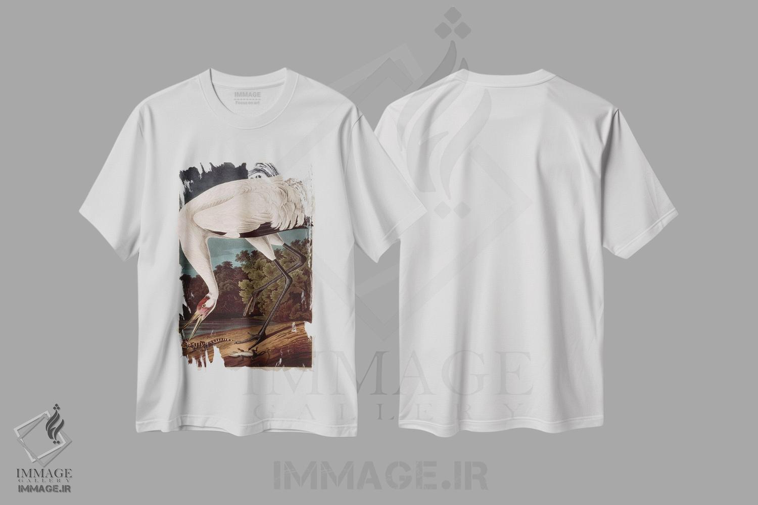 تیشرت طرح دار درنای فریادزن، هنر فاخر کلاسیک اثر جان جیمز آدوبون | immage.ir