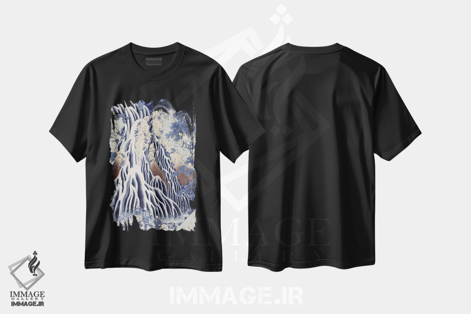 تیشرت طرح دار آبشار کیریفوری بر کوه کوروکامی، دکور آسیایی اثر کاتسوشیکا هوکوسای | immage.ir