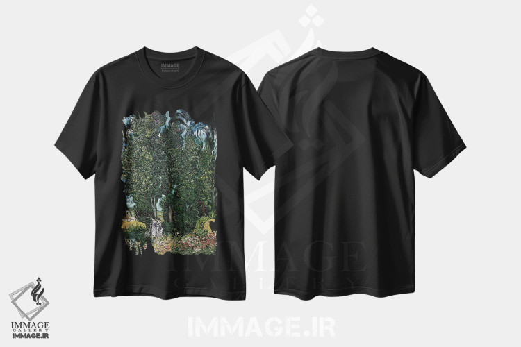 تیشرت طرح دار درختان سرو، حدود ۱۸۸۹-۹۰، هنر فاخر کلاسیک اثر ونسان ون گوگ | فروشگاه ایماژ