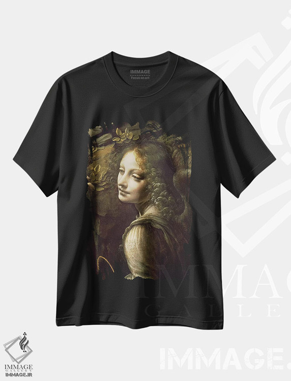 تیشرت طرح دار جزئیات فرشته از "مریم صخره ها"، هنر فاخر کلاسیک اثر لئوناردو داوینچی | immage.ir