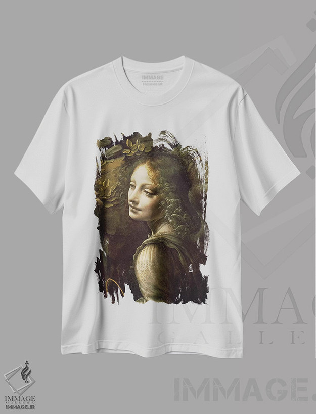 تیشرت طرح دار جزئیات فرشته از "مریم صخره ها"، هنر فاخر کلاسیک اثر لئوناردو داوینچی | فروشگاه ایماژ