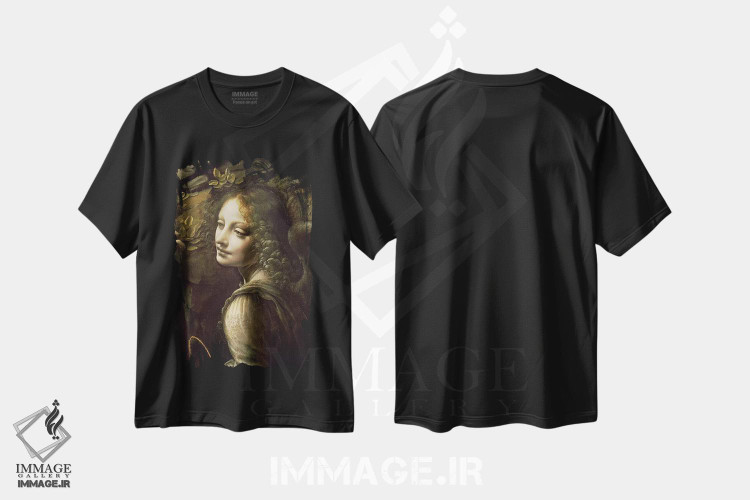 تیشرت طرح دار جزئیات فرشته از "مریم صخره ها"، هنر فاخر کلاسیک اثر لئوناردو داوینچی | immage.ir