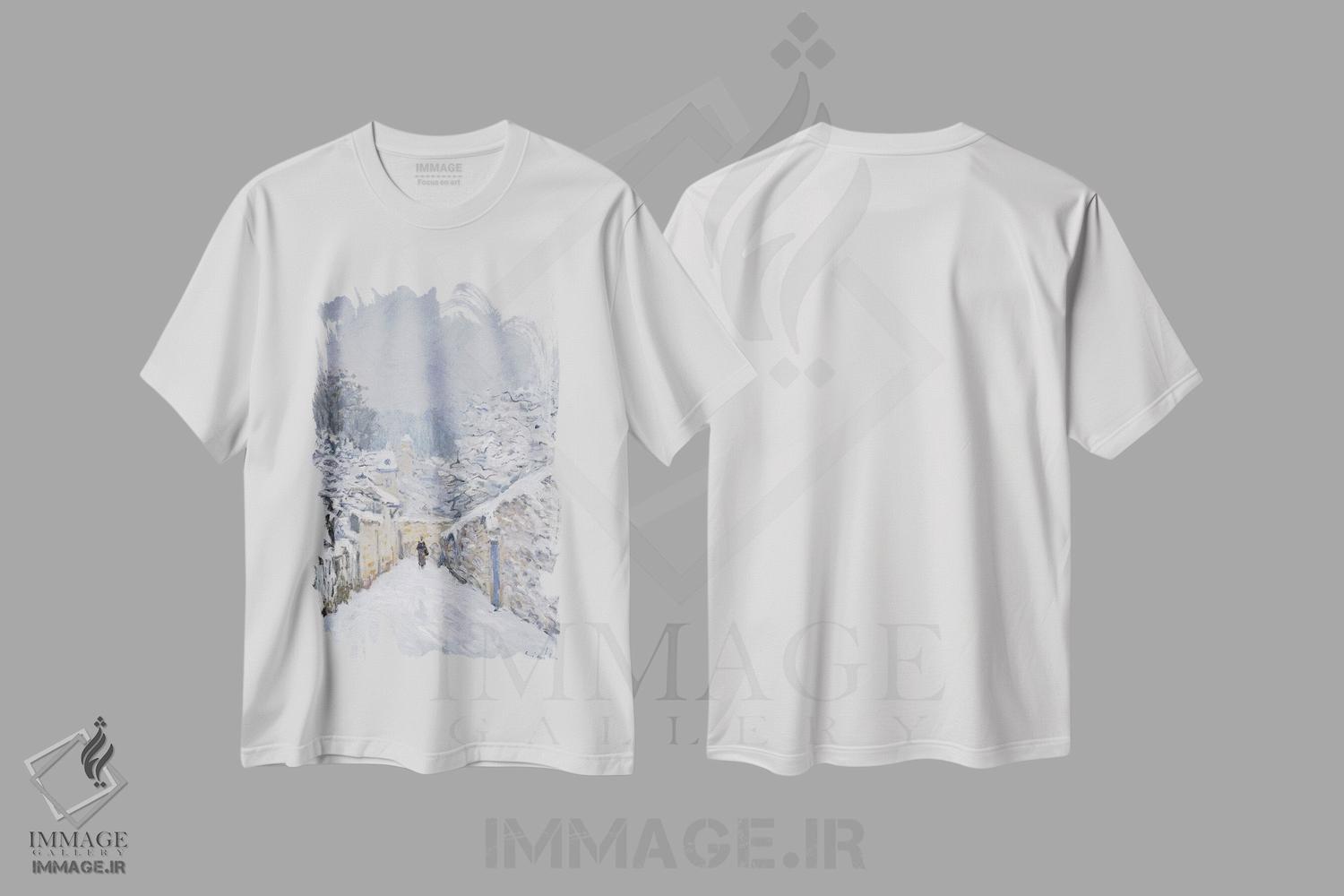 تیشرت طرح دار برف در لووسین، ۱۸۷۸، هنر فاخر کلاسیک اثر آلفرد سیسلی | فروشگاه ایماژ