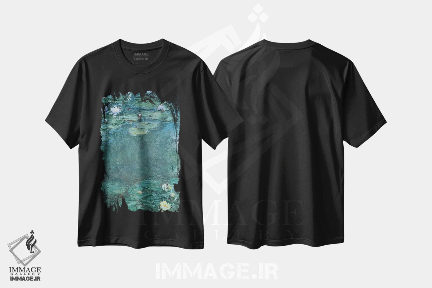 تیشرت طرح دار نیلوفرهای آبی، هنر فاخر کلاسیک اثر کلود مونه | فروشگاه ایماژ