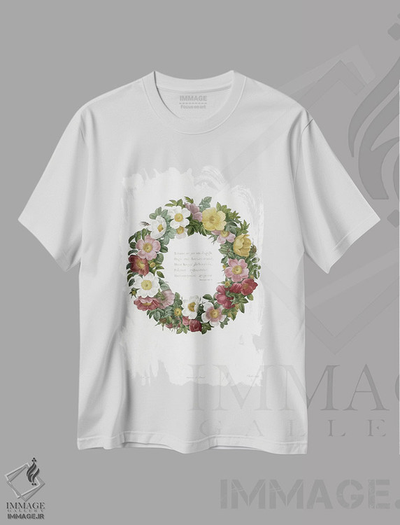 تیشرت طرح دار گل های رز کریسمس، تابلو و عبار ت های کریسمسی اثر پیر-ژوزف ردوت | immage.ir