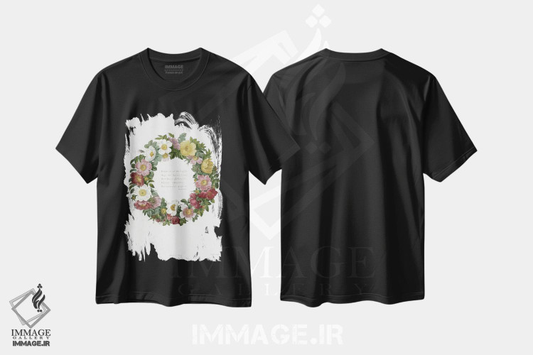 تیشرت طرح دار گل های رز کریسمس، تابلو و عبار ت های کریسمسی اثر پیر-ژوزف ردوت | فروشگاه ایماژ