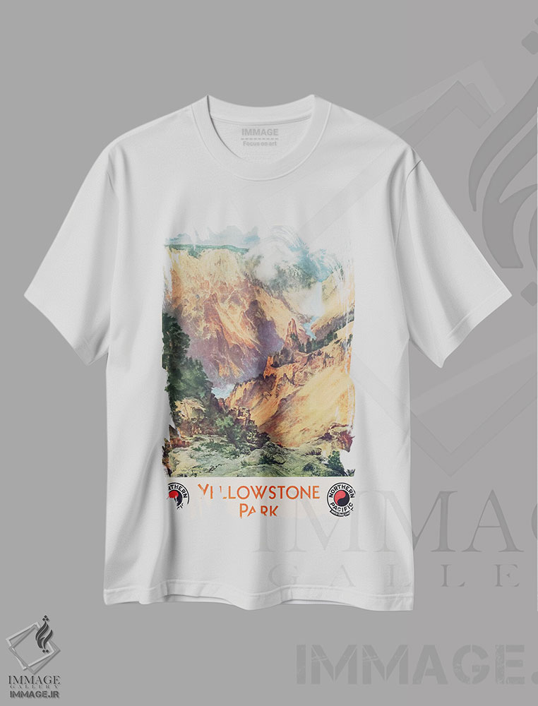 تیشرت طرح دار پارک یلوستون، ۱۹۳۴، هنر فاخر کلاسیک اثر توماس موران | immage.ir