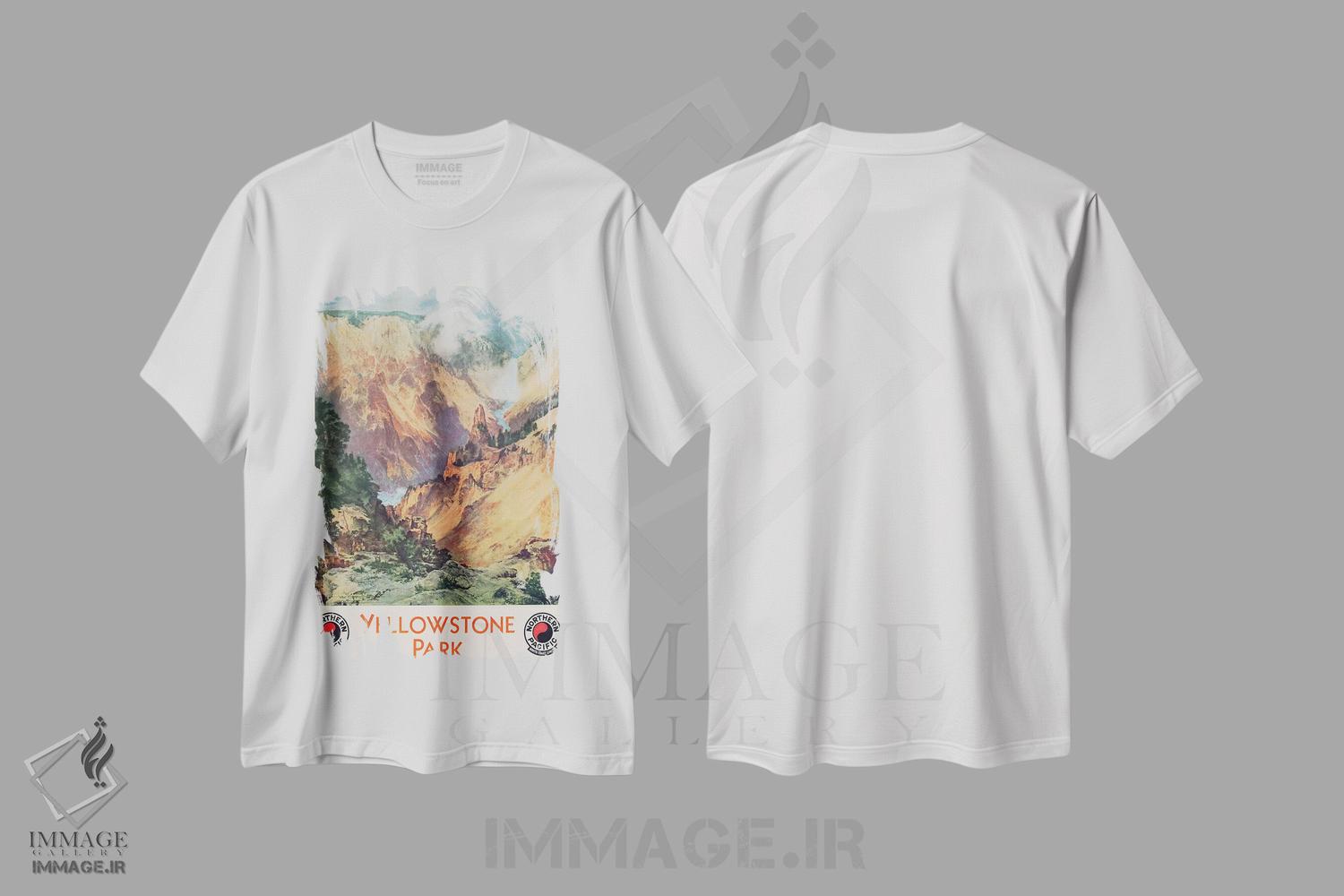 تیشرت طرح دار پارک یلوستون، ۱۹۳۴، هنر فاخر کلاسیک اثر توماس موران | immage.ir
