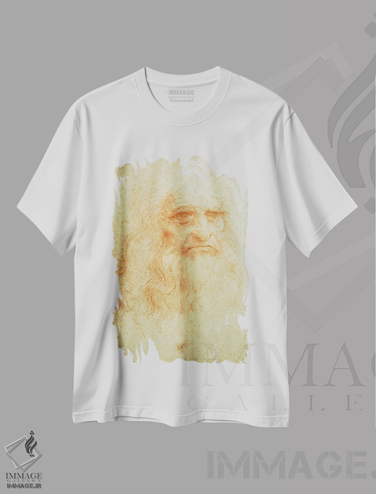 تیشرت طرح دار خودنگاره، حدود ۱۵۱۵-۱۶، هنر فاخر کلاسیک اثر لئوناردو داوینچی | immage.ir