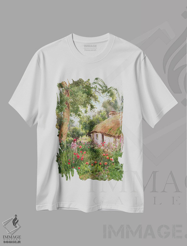 تیشرت طرح دار باغچه کلبه، هنر فاخر کلاسیک اثر تام کلاف | فروشگاه ایماژ
