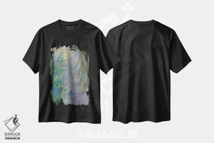 تیشرت طرح دار نیلوفرهای آبی، هنر فاخر کلاسیک اثر کلود مونه | فروشگاه ایماژ