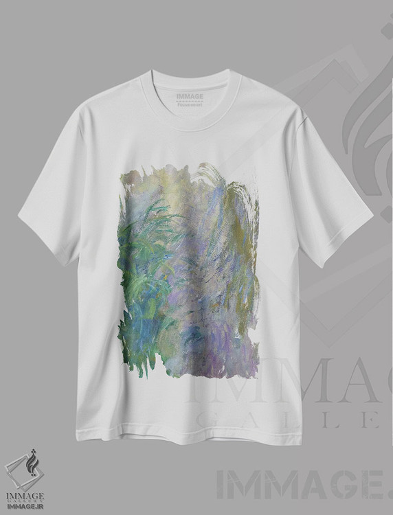 تیشرت طرح دار نیلوفرهای آبی، هنر فاخر کلاسیک اثر کلود مونه | immage.ir