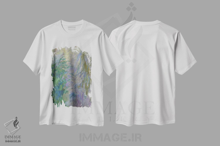 تیشرت طرح دار نیلوفرهای آبی، هنر فاخر کلاسیک اثر کلود مونه | immage.ir