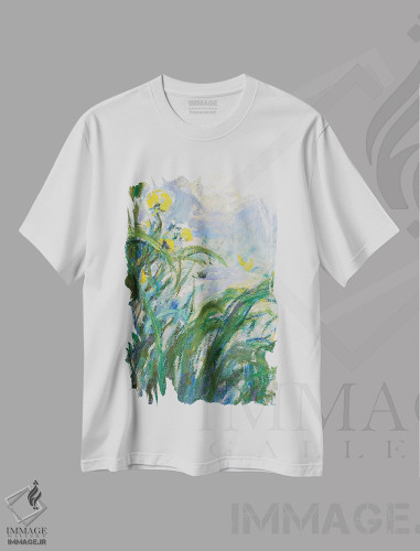 تیشرت طرح دار زنبق زرد، هنر فاخر کلاسیک اثر کلود مونه | فروشگاه ایماژ