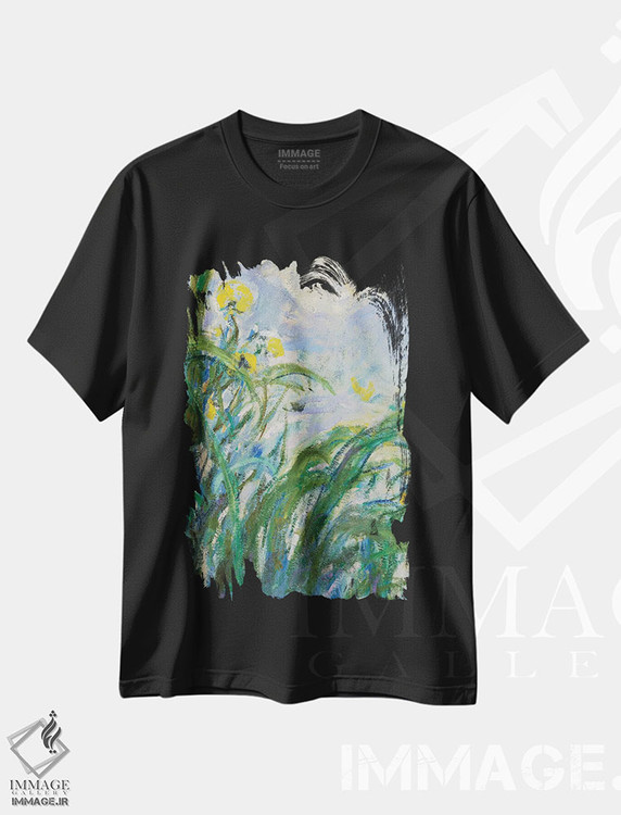 تیشرت طرح دار زنبق زرد، هنر فاخر کلاسیک اثر کلود مونه | immage.ir