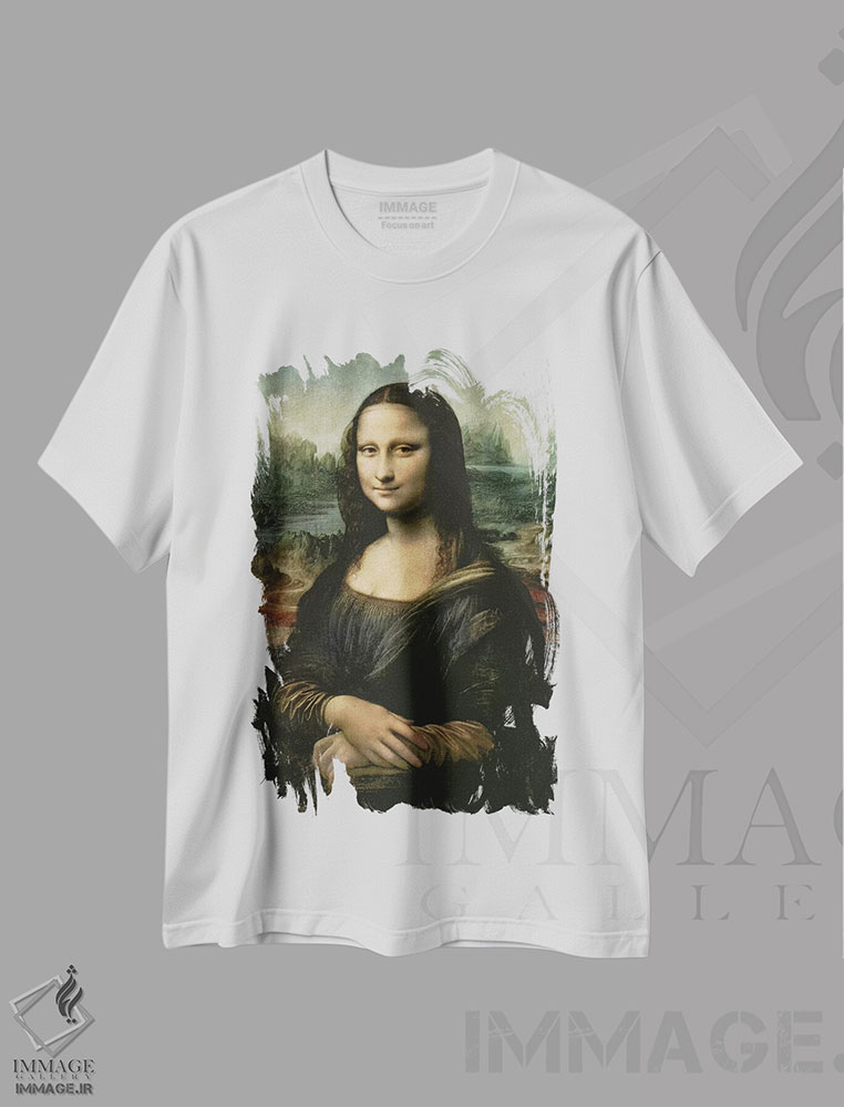 تیشرت طرح دار c.1503-6,مونالیزا، حدود ۱۵۰۳ تا ۱۵۰۶، هنر فاخر کلاسیک اثر لئوناردو داوینچی | فروشگاه ایماژ