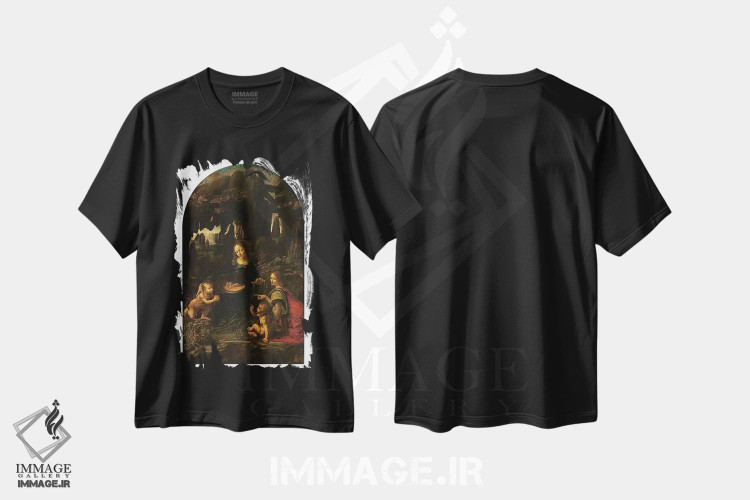 تیشرت طرح دار c.1478,مدونای صخره ها، حدود ۱۴۷۸، هنر فاخر کلاسیک اثر لئوناردو داوینچی | فروشگاه ایماژ