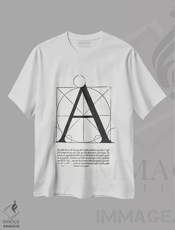 تیشرت طرح دار حرف A، هنر فاخر کلاسیک اثر لئوناردو داوینچی | فروشگاه ایماژ