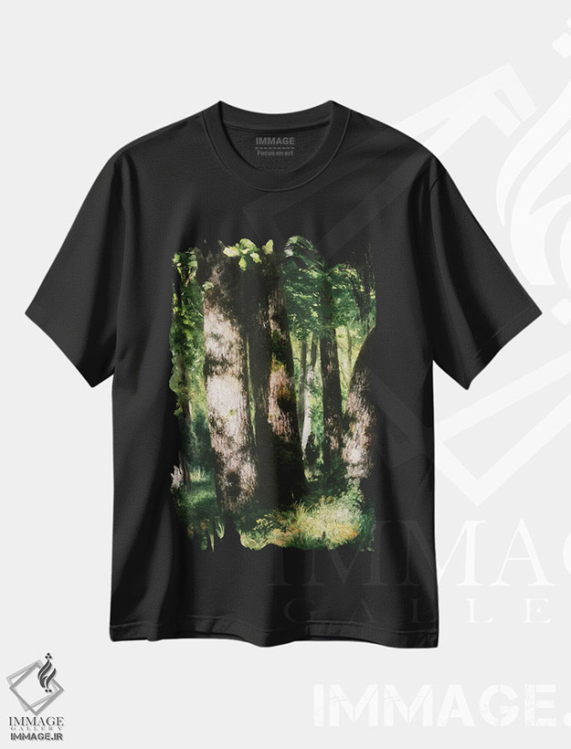 تیشرت طرح دار در جنگل فونتنبلو، هنر فاخر کلاسیک اثر پیر-اوگوست رنوار | فروشگاه ایماژ
