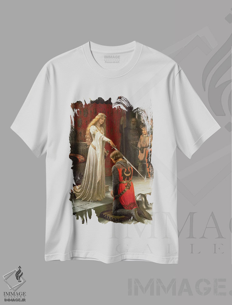 تیشرت طرح دار 1901،اعطای لقب، ۱۹۰۱، هنر فاخر کلاسیک اثر ادموند بلر لیتون | فروشگاه ایماژ