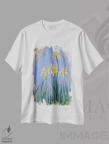 تیشرت طرح دار زنبق های زرد، حدود ۱۹۱۸-۲۵، هنر فاخر کلاسیک اثر کلود مونه | فروشگاه ایماژ