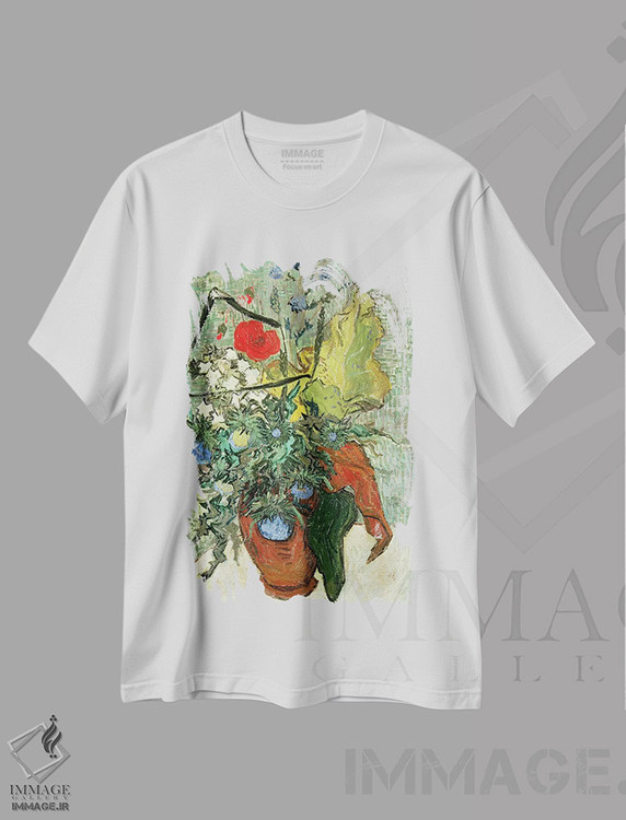 تیشرت طرح دار دسته گل گل های وحشی، هنر فاخر کلاسیک اثر ونسان ون گوگ | immage.ir