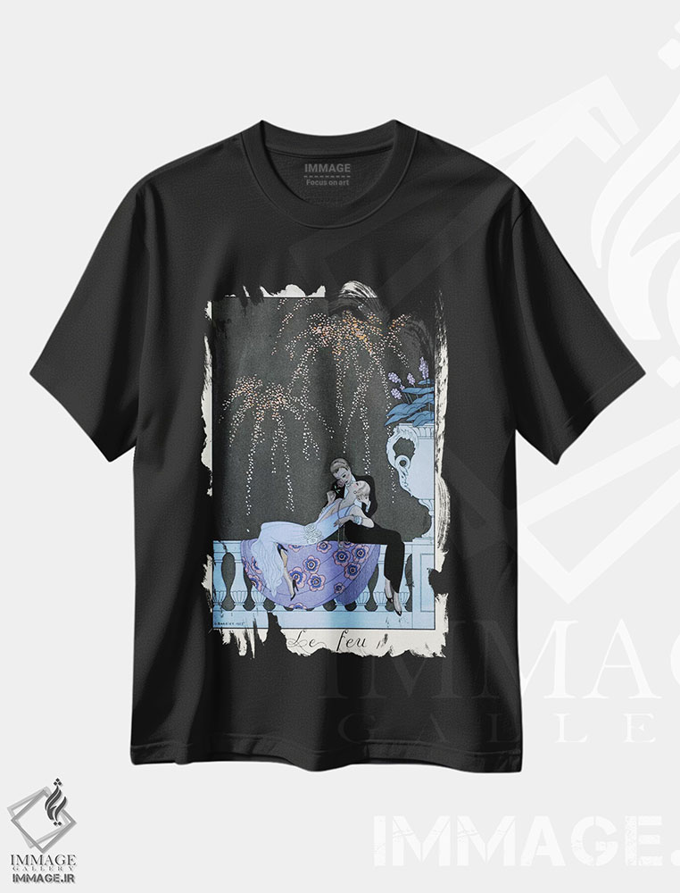 تیشرت طرح دار آتش، از "فالبالا و فانفرلوش، سالنامهٔ مد زمان"، آرت دکو اثر جورج باربیه | immage.ir