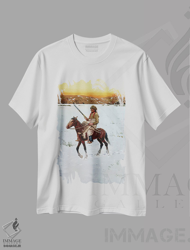 تیشرت طرح دار بومی آمریکایی بازگشته از شکار، ۱۹۱۲، هنر فاخر کلاسیک اثر هنری فرانسوا فارنی | فروشگاه ایماژ