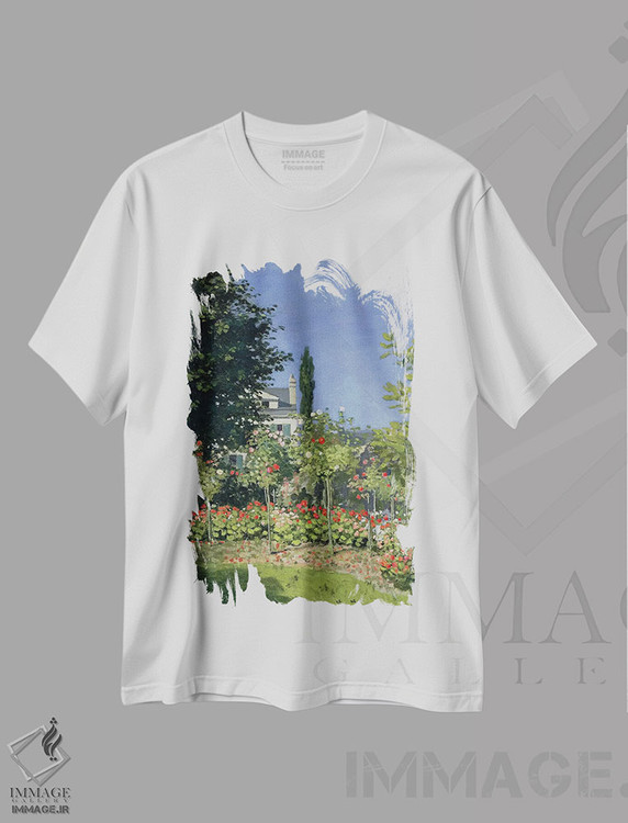 تیشرت طرح دار باغ گل در سنت آدرس، حدود ۱۸۶۶، هنر فاخر کلاسیک اثر کلود مونه | فروشگاه ایماژ