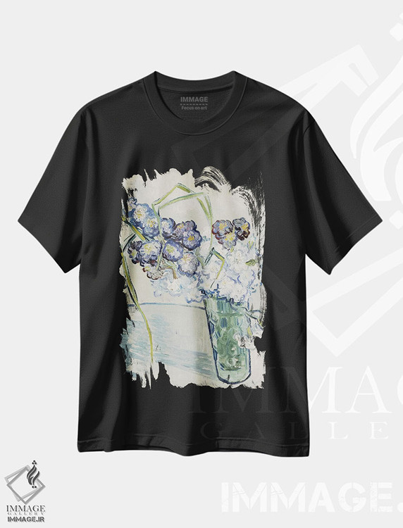 تیشرت طرح دار طبیعت بی جان، گلدان میخک، ژوئن ۱۸۹۰، هنر فاخر کلاسیک اثر ونسان ون گوگ | immage.ir