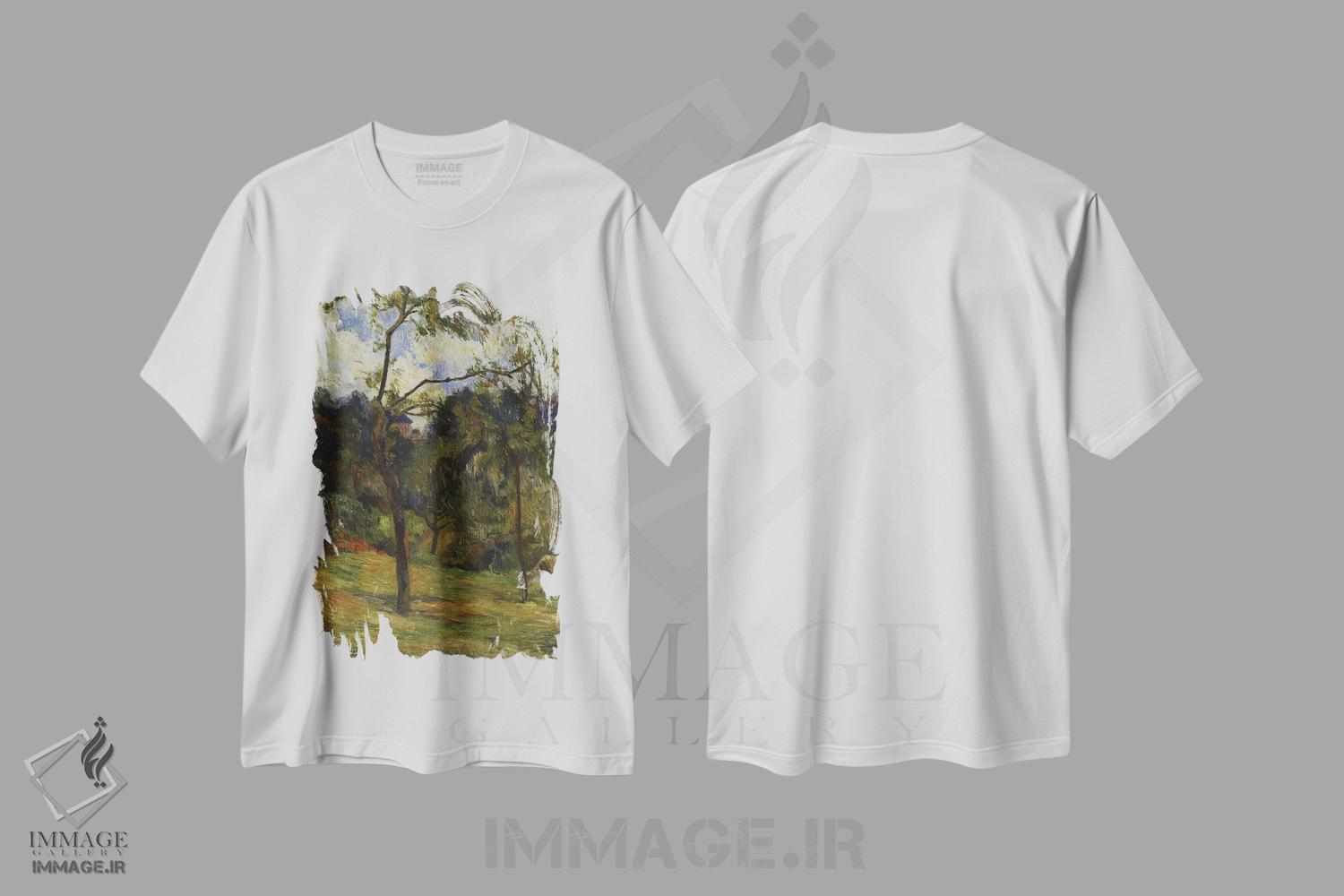 تیشرت طرح دار منظرهٔ نرماندی: گاو در علفزار، ۱۸۸۴، هنر فاخر کلاسیک اثر پل گوگن | فروشگاه ایماژ