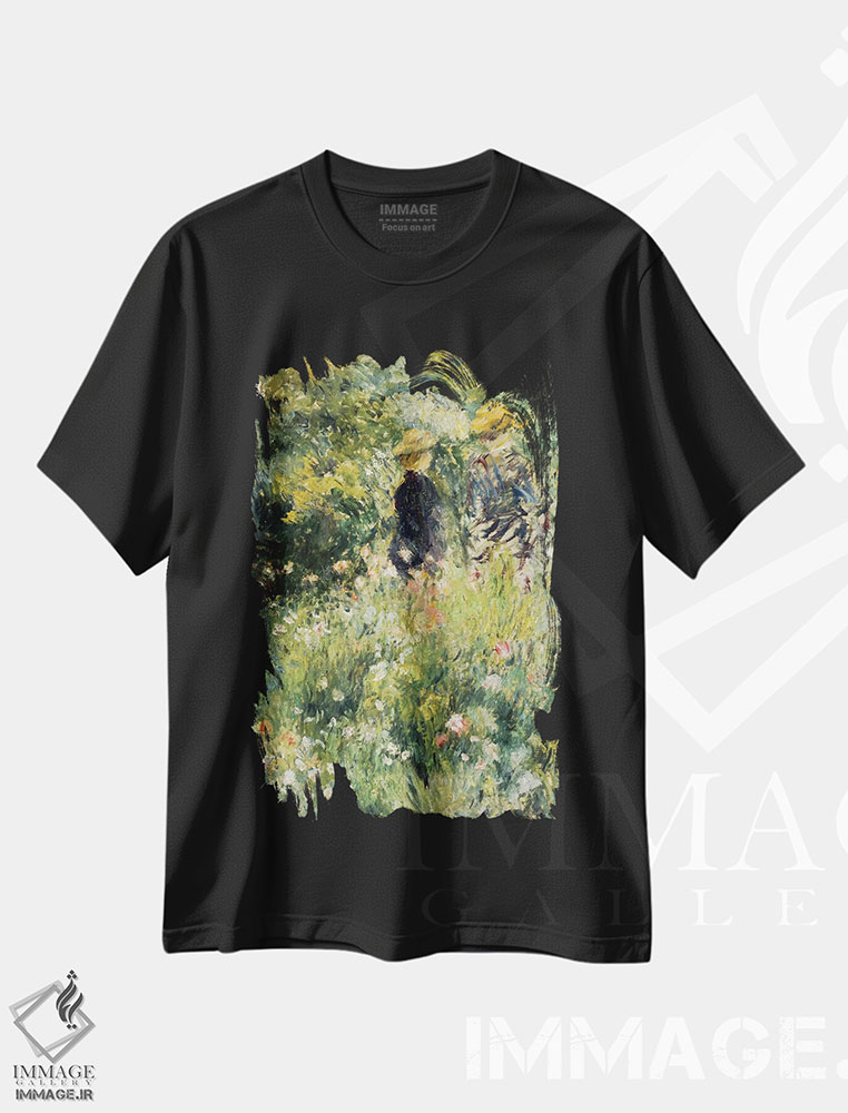 تیشرت طرح دار گفتگو در باغ رز، ۱۸۷۶، هنر فاخر کلاسیک اثر پیر-اوگوست رنوار | immage.ir