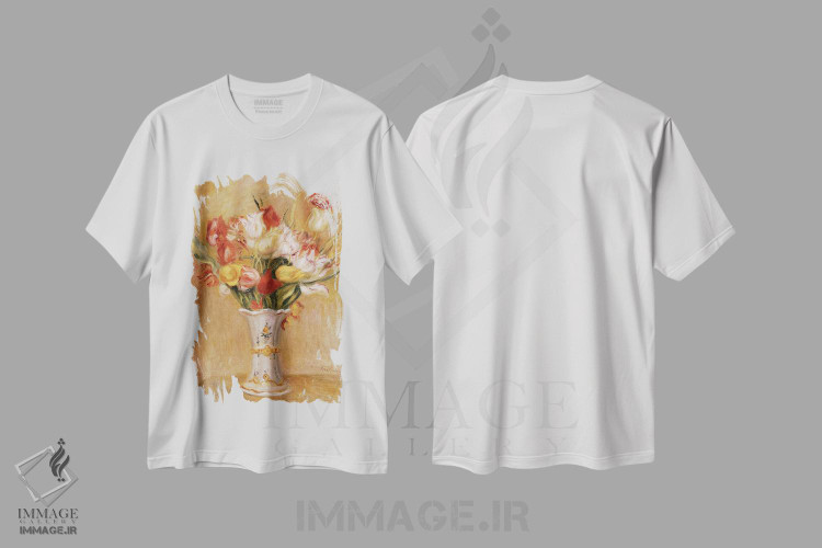 تیشرت طرح دار لاله ها، هنر فاخر کلاسیک اثر پیر-اوگوست رنوار | فروشگاه ایماژ