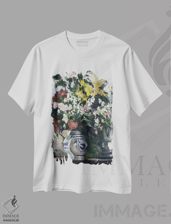تیشرت طرح دار دو گلدان گل، حدود ۱۸۷۷، هنر فاخر کلاسیک اثر پل سزان | immage.ir