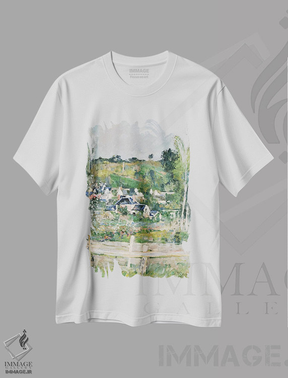 تیشرت طرح دار نمایی از اوور-سور-اوآز، حصار، حدود ۱۸۷۳، هنر فاخر کلاسیک اثر پل سزان | فروشگاه ایماژ