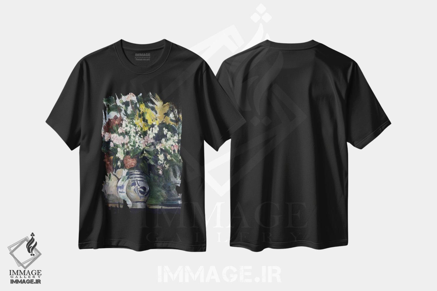 تیشرت طرح دار دو گلدان گل، حدود ۱۸۷۷، هنر فاخر کلاسیک اثر پل سزان | فروشگاه ایماژ