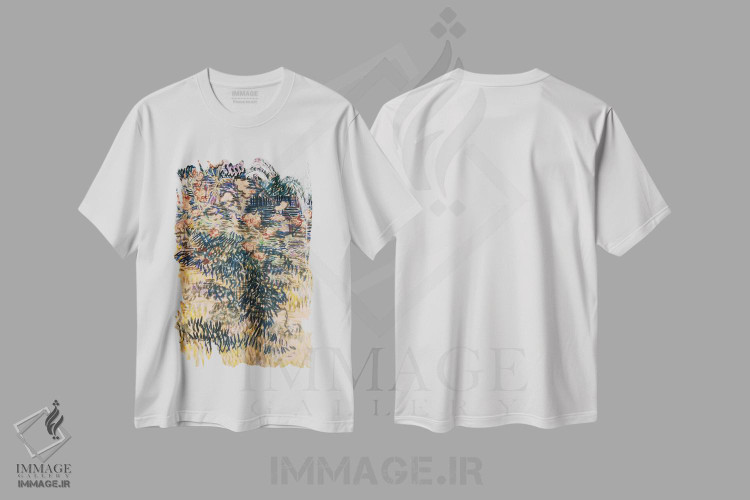 تیشرت طرح دار خرزهره ها، باغ بیمارستان سنت رمی، ۱۸۸۹، هنر فاخر کلاسیک اثر ونسان ون گوگ | فروشگاه ایماژ