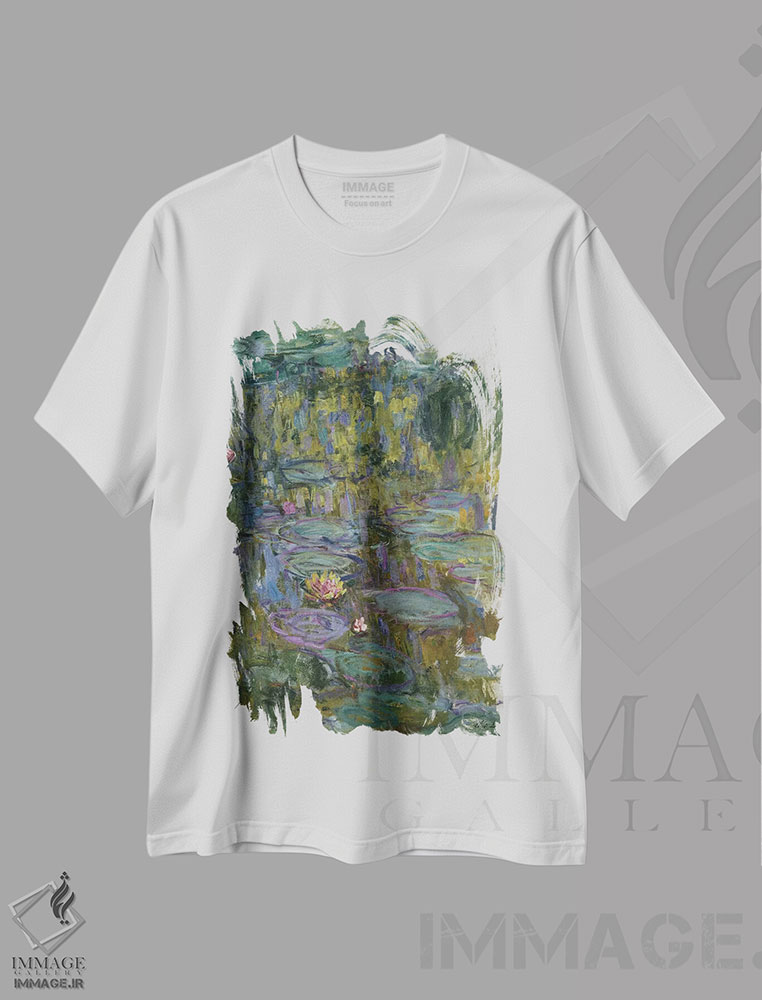 تیشرت طرح دار نیلوفرهای آبی، هنر فاخر کلاسیک اثر کلود مونه | فروشگاه ایماژ