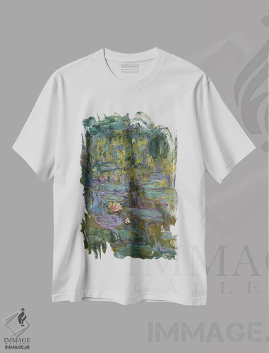 تیشرت طرح دار نیلوفرهای آبی، هنر فاخر کلاسیک اثر کلود مونه | فروشگاه ایماژ