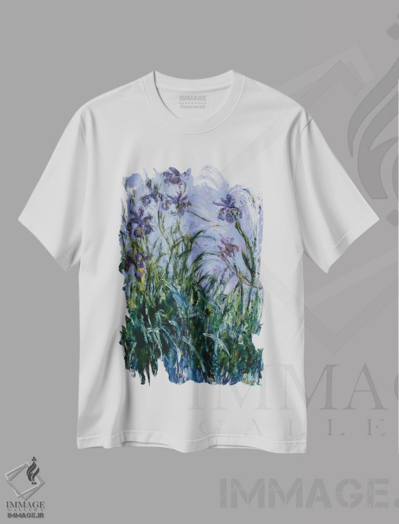 تیشرت طرح دار زنبق های بنفش، ۱۹۱۴–۱۹۱۷، هنر فاخر کلاسیک اثر کلود مونه | فروشگاه ایماژ