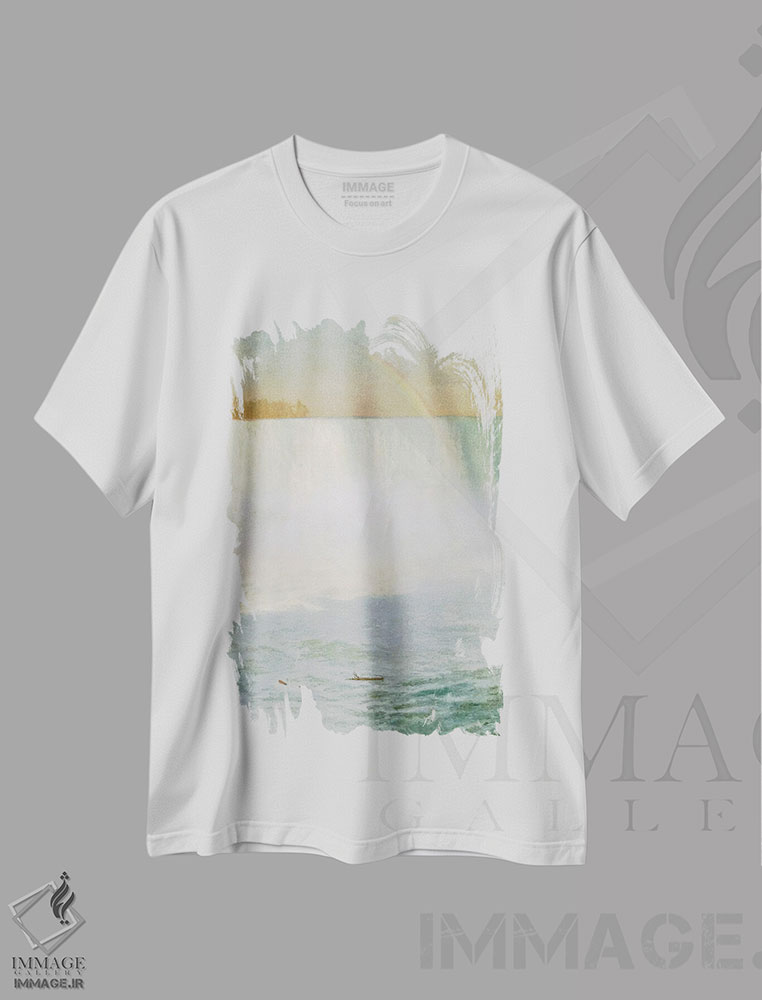 تیشرت طرح دار آبشار و رنگین کمان، نیاگارا، هنر فاخر کلاسیک اثر آلبرت بیرشتات | فروشگاه ایماژ