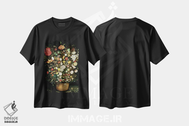 تیشرت طرح دار گلدان گل، هنر فاخر کلاسیک اثر یان بروگل پدر | immage.ir