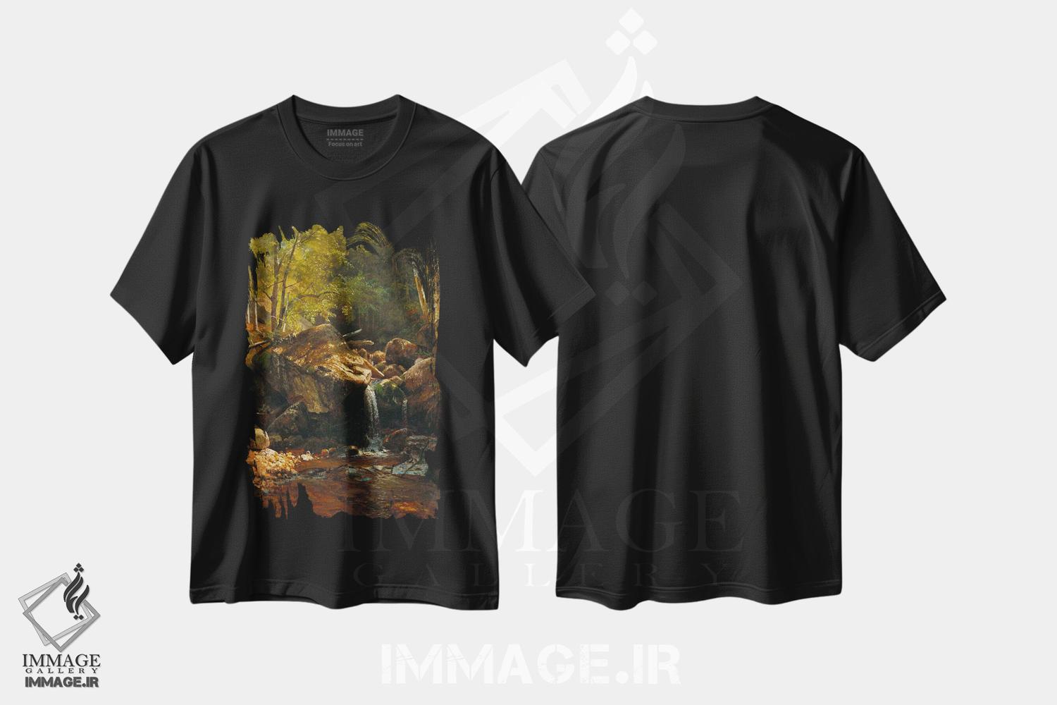 تیشرت طرح دار آبشار تامپسون، کوه های سفید، هنر فاخر کلاسیک اثر آلبرت بیرشتات | فروشگاه ایماژ
