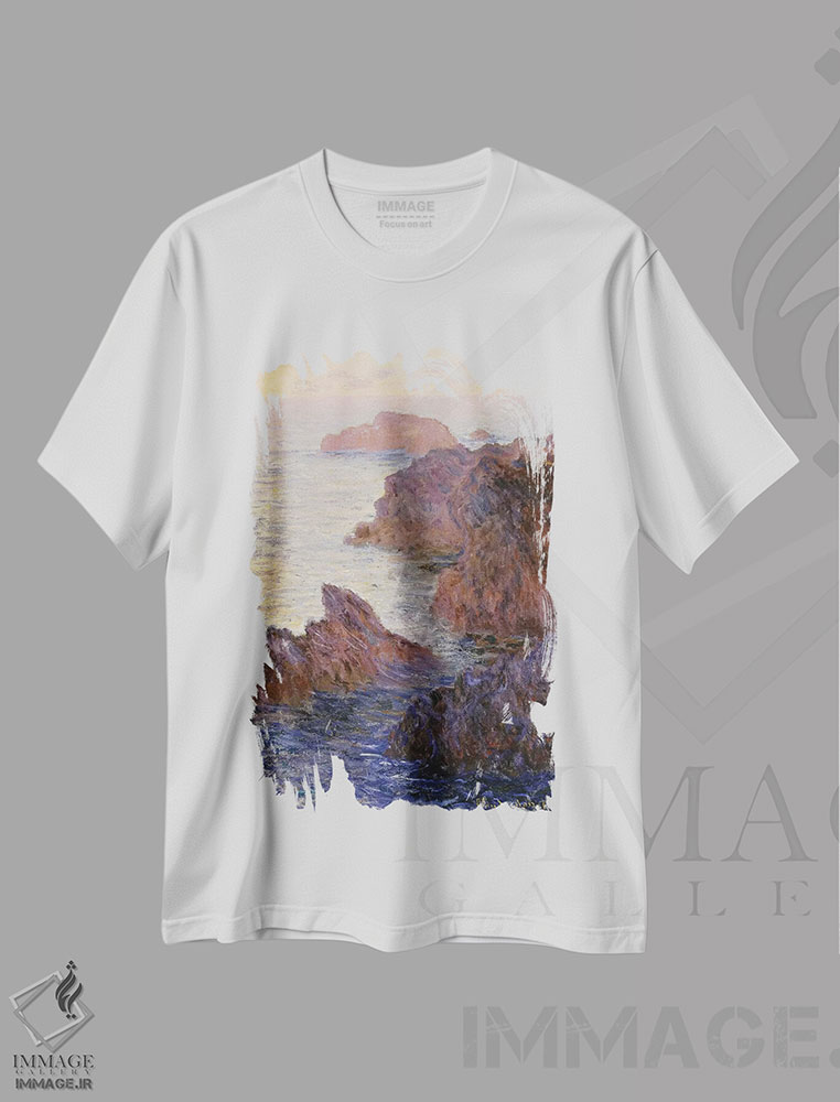 تیشرت طرح دار نقطه روشر، بندر گولفار، هنر فاخر کلاسیک اثر کلود مونه | immage.ir